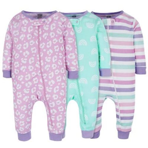 Onesies Brand Baby and Toddler Girls' Snug Fit Footless Pajamas - Rainbow Floral - 6 Months - 3-Pack
