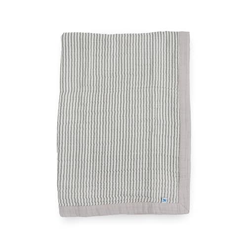 Little Unicorn Newborn Receiving Quilt | Ultra- Soft, Multi-Layered Muslin Fabric | Gift for Newborns & on-The-go (Grey Stripe)