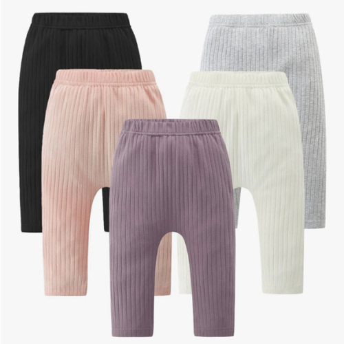 6-12mo Fullfamous Baby and Toddler Girl's 5 Pack Cotton Ribbed Pull On Pants Leggings