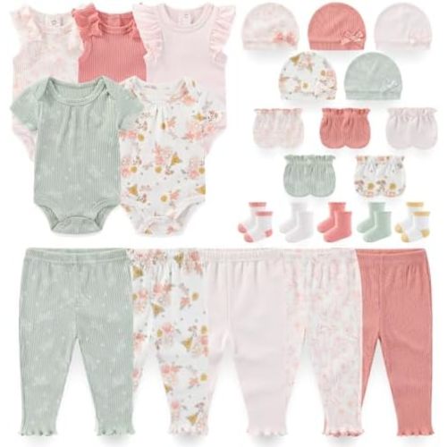 Newborn Baby Layette Essentials Giftset Clothing Set Short-Sleeve Bodysuit and Long Pants