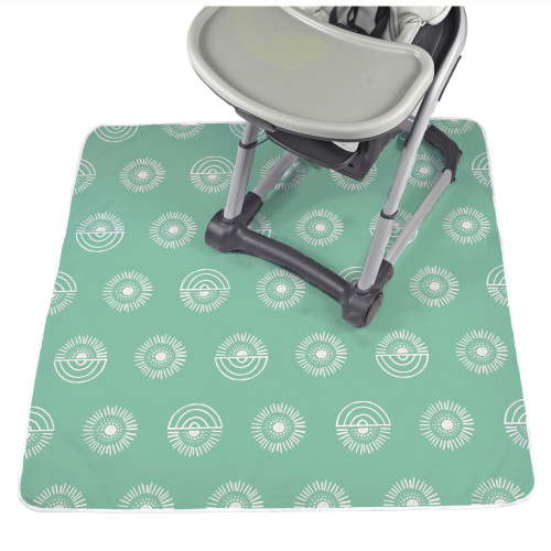 JumpOff Jo - Large Splat Mat, Waterproof and Washable, for Under Highchair, Tabletop, On Carpet - Protects from Spills, Messes, Crafts - 51 x 51 inches - Rainbow Sun
