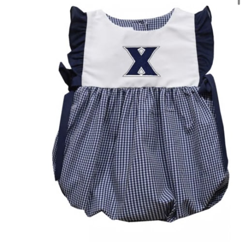 Vive La Fete Xavier Musketeers Baby Girls NAVY Gingham Bubble Short Sleeve Dress - 86044120
