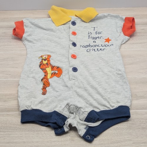 Vintage 90s Disney Tigger Winnie the Pooh Polo Style Romper Jumper 3-6 Months