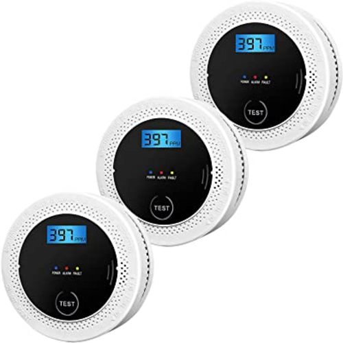3 Pack Smoke and Carbon Monoxide Detector Powered by Battery with Digital Display, Dual Alarm Sensor of Smoke and CO,Easy to Install