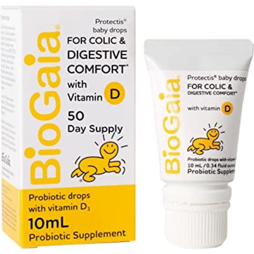 BioGaia Protectis Baby Probiotic Drops + Vitamin D | Reduces Colic, Gas & Spit-ups | Healthy Poops | Reduces Crying & Fussing & Promotes Digestive Comfort | Newborns, Babies & Infants | 0.34 oz