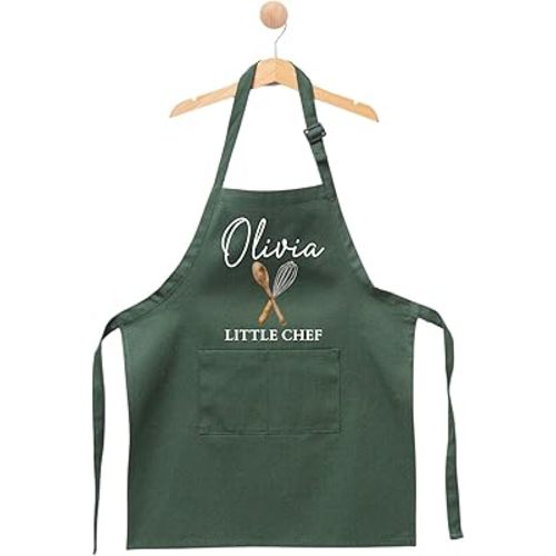 Personalized Kids Apron, Custom Little Chef with Name, Youth Apron with Name, Cooking and Baking Gift for Children, Custom Name Children Cooking Class Bib, Toddler Chef Outfit with Custom Name