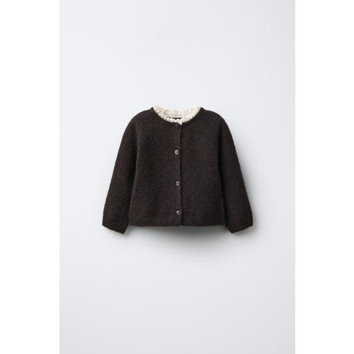 2-IN-1 LACE KNIT CARDIGAN WITH WOOL - Brown | ZARA United States