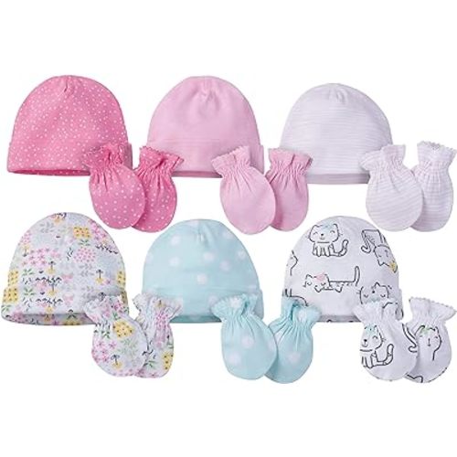 Onesies Brand Baby 12 Piece Cap and Mitten Set