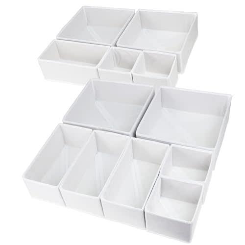 Fordonral 12 Pack Drawer Organizer Clothes, Foldable Fabric Dresser Organizer Closet Organizers and Storage Box for Underwear,Folded Clothes,Baby Clothing,Socks,Bra,Towels,Ties(12 Pack,White)