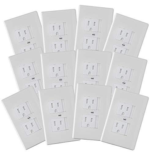 Safety Innovations Self-Closing Babyproof Outlet Covers - (For Center Screw Outlets Only) An Alternative To Wall Socket Plugs for Child Proofing, (12-Pack), (1-Screw), (White) White)