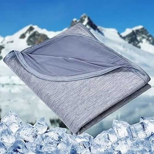 HOMFINE Cooling Blankets for Hot Sleepers - Summer Blanket Thin Lightweight Breathable Soft Double Side Enhanced Cooling Blanket for Bed Couch Sofa, Keep Cool for Night Sweats (Blue, 60 x 80 inches)