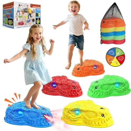 Dino Roaring Mist Spraying Light up Stepping Stones for Kids, Dinosaur Toys
