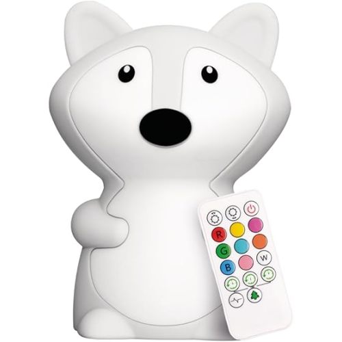Lumipets Fiona The Fox Squishy Night Light for Kids | Silicone Mood Lamp with Tap & Remote Control | Rechargeable Color Changing Animal NightLight for Boys & Girls | Portable Nightlight with USB Cord