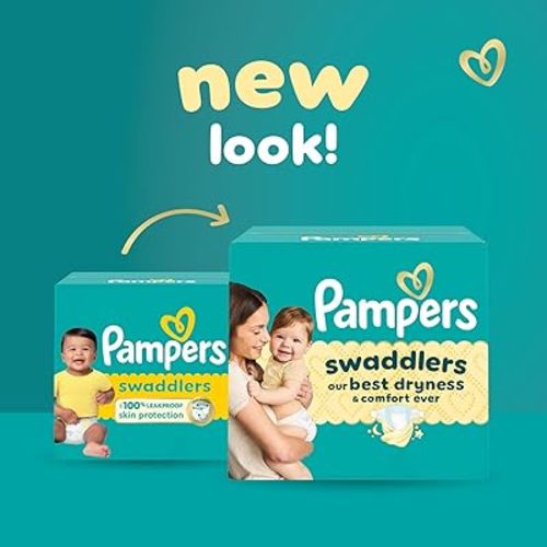 Pampers Swaddlers Diapers, Size 1 (8-14 lbs), 96 Count, Absorbent, Keeps Baby Dry and Comfortable, Skin Safe Disposable Baby Diaper (Packaging May Vary)