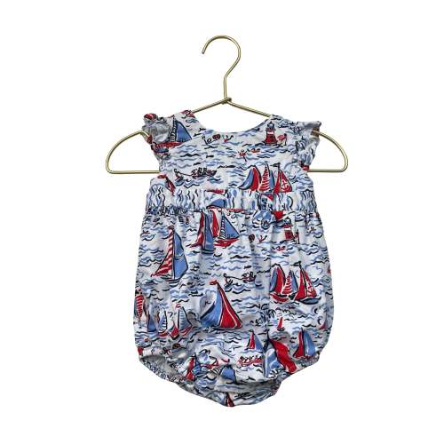 CPC Childrenswear Red, White, Blue Sailboat Print Bubble Romper - Size 6-9 Mo