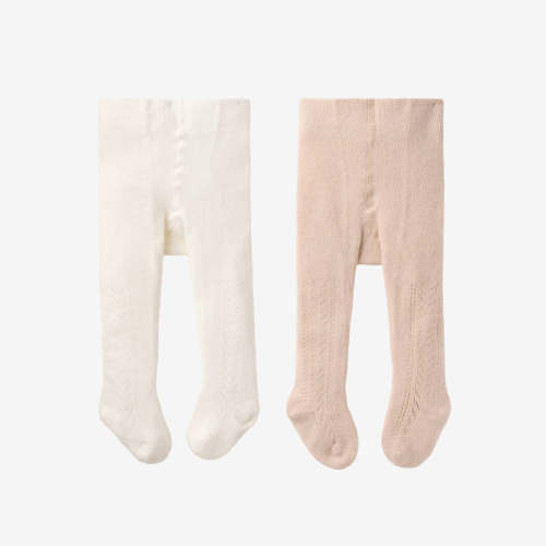 Taupe/White Pointelle Tight Set - 2PK TAUPE / 0-6M