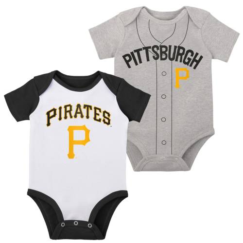 Newborn & Infant Pittsburgh Pirates White/Heather Gray Little Slugger Two-Pack Bodysuit Set