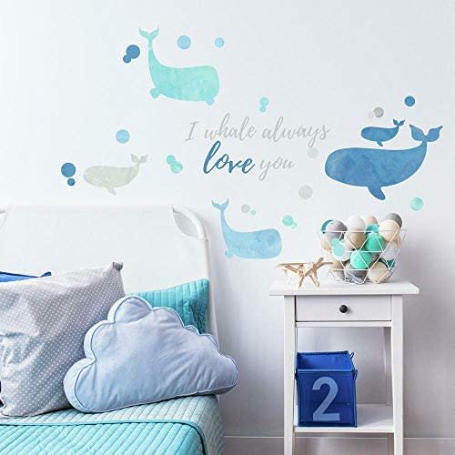 RoomMates RMK3609SCS I Whale Always Love You Peel and Stick Giant Wall Decals 9" x 17.375"
