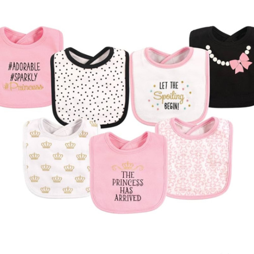 Hudson Baby Unisex Baby Cotton Bibs, Princess, One Size