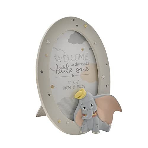 Happy Homewares Magical Beginnings Resin Dumbo Photo Frame 4" x 6" - A Gift for a New-Born Baby or Baby Shower Party - Officially Licensed