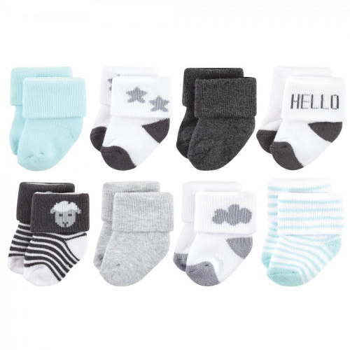 Hudson Baby Unisex Baby Cotton Rich Newborn and Terry Socks, Sheep, 0-6 Months