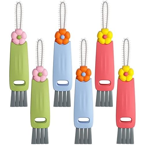 3 in 1 Multifunctional Cleaning Brush, Crevice Cleaner for Bottle Gap Tight Spaces, Portable Cup Lid Cleaner (6 PCS)