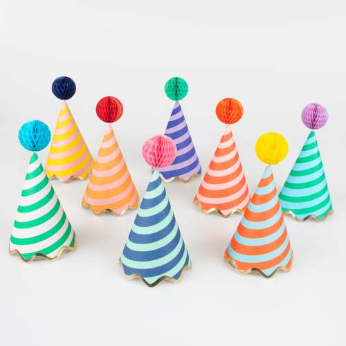 Stripe Party Hats (x 8)