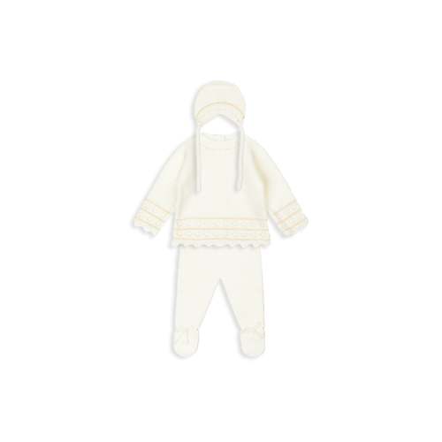 Ivory & Beige Three-Piece Knit Baby Set