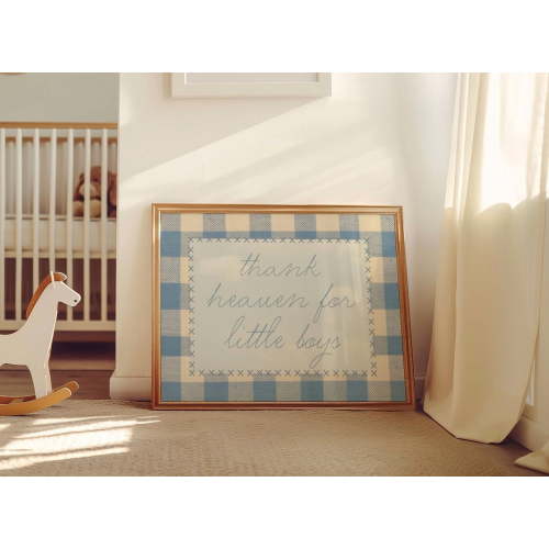 Nursery Thank Heaven For Little Boys Wall Art Baby Boy Room Decor Vintage Print Boys Room Decor For Living Room Bedroom
