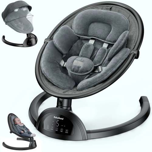 BabyBond Baby Swing with Bluetooth Music Speaker - Black
