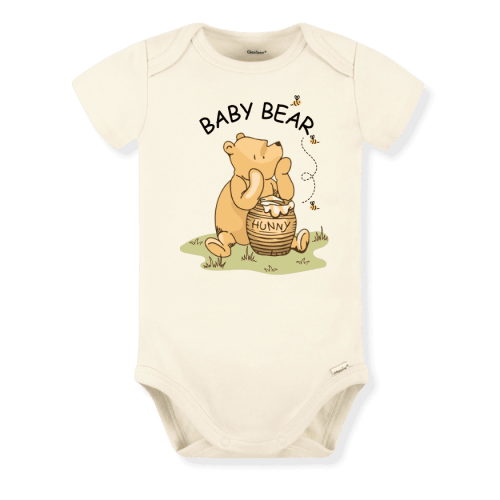 Baby Bear Pooh Hunny Pot Cute Baby Bodysuit Shirt Premium Custom Clothes Unisex Baby Gift for Mom Newborn 6-9m Natural