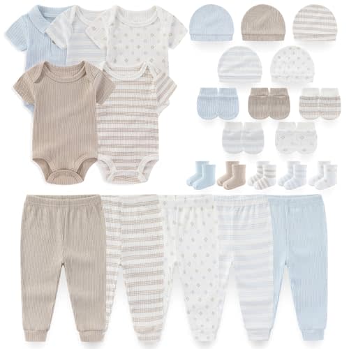 Kiddiezoom Newborn Baby Layette Essentials Giftset Clothing Set Short-Sleeve Bodysuit And Long Pants