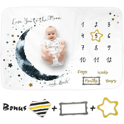 Luka & Lily Baby Milestone Blanket - Ultra Soft Fleece Monthly Milestone Blanket for Baby Girl and Boy - Perfect for Baby's First Year Growth Chart - Monthly Baby Milestone - White - 60"x40"