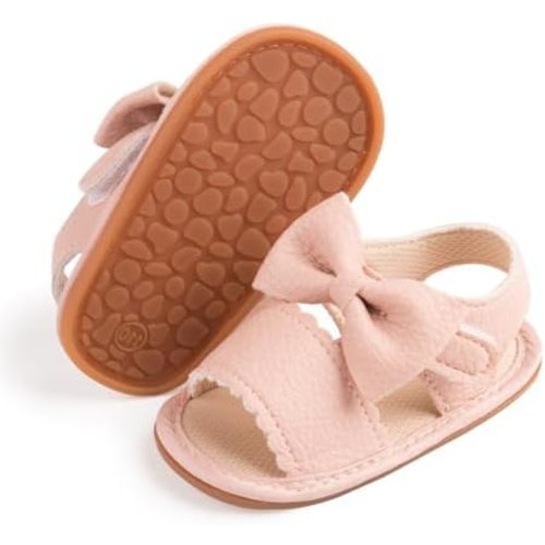 Babelvit Infant Baby Girl Boy Sandals Comfort Premium Summer Outdoor Casual Beach Shoes with Flower Bowknot Anti Slip Rubber Sole Newborn Toddler Prewalker First Walking Shoes