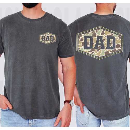 Comfort Colors® Camouflage Dad Shirt, Retro Varsity Dad Tee, Duck Camo Father’s Day Gift, Classic Dad Shirt, Retro Dad Shirt, Gift For Dad