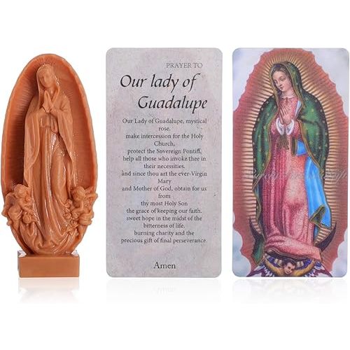 Our Lady of Guadalupe Statue Figurine 3" H Virgen de Guadalupes Mary Figurine Plastic Statue,Religious Catholic, Tabletop Home Office Car Decoration