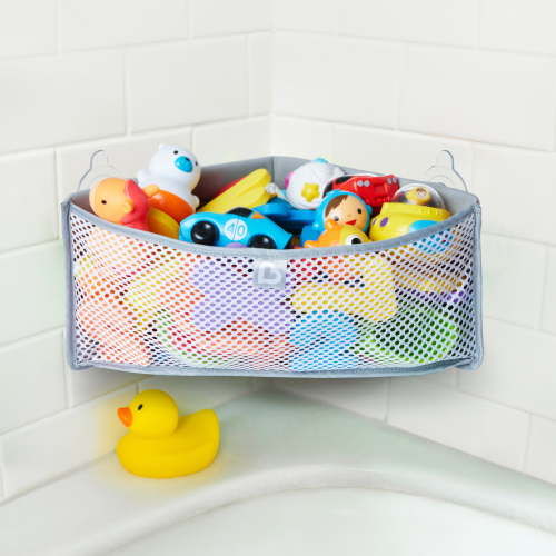 Munchkin High'n Dry Corner Bath Organizer, Includes Suction Cups, Gray