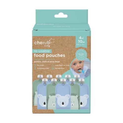 On The Go Food Pouch Cerulean & Sage 120ml Animal Print 10 Pack