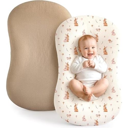 Muslin Cover for Baby Lounger: Fitted for 32x20" Baby Nest