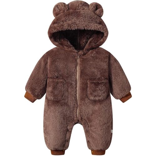 Toddler Winter Coat Baby Snowsuits Fleece Jacket Outerwear Clothes | 0-3-6-9-12-18-24 Months 1T 2T 3T Pink Black Girl Bear Hoodie Thick Boy Onesie High Quality Zipper Romper Snow Suit Jumpsuit