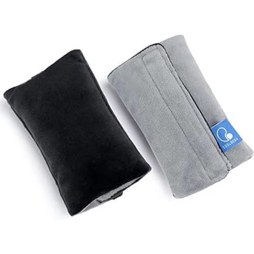 COOLBEBE Car Seat Straps Shoulder Pads for Baby Kids, Super Soft Seat Belt Covers for All Car Seats/Pushchair/Stroller/High Chair（Black/Grey