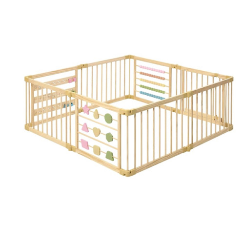 Wooden Playpen Extra Large for Toddlers and Babies - Foldable, Expandable, Adjustable - 8-10 Panels - Natural Wood - Unisex - Playpen