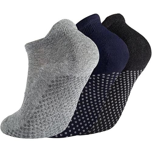 Breslatte Grip Socks Pilates Socks with Grips for Women with Cushion Cotton Non Slip Grippers Womens Gifts