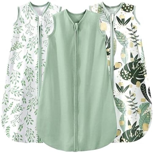 Yoofoss Baby Sleep Sack 0-6 Months Wearable Blanket for Babies 100% Organic Cotton 2-Way Zipper TOG 0.5 Toddler Sleeping Sack 3 Pack, Sleep Sacks
