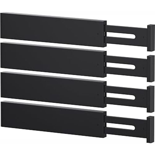 Bamboo Drawer Dividers,17-22" Adjustable Kitchen Drawer Organizer for Clothes,4 Pack Expandable Drawer Organization Separators for Bedroom,Bathroom,Dresser and Office,Black
