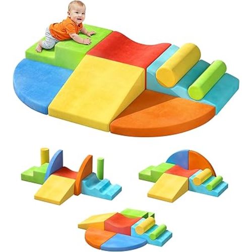 Extra Large 8-Piece Soft Climbing Toys for Toddlers, Foam Climbing Block Set with Jumbo Size, Boosts Motor Skills & Color Coordination, Safe Indoor Toy for Child Development