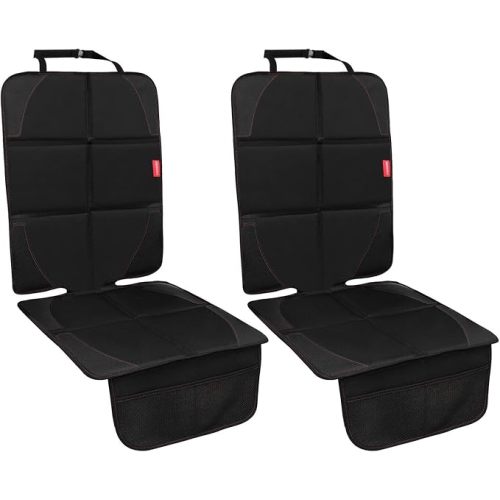 MORROLS Car Seat Protector, 2 Pack Carseat Protector with Thick Padding, Baby/Pets for Child Car Seat-Mesh Pockets-Waterproof-Universal Size(Black)