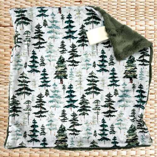 Forest Minky Lovey Blanket: Watercolor Pine Tree Security Blanket