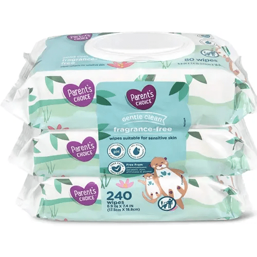 Parents Choice Baby Wipes, Fragrance Free, Quilted Soft, 240ct.