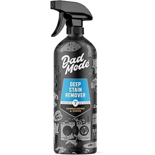 DadMode 7-Enzyme Laundry Stain & Odor Destroyer – Deep Cleaner for Extreme Clothing Messes Powered by Nuclease (DNAse) - Sandalwood & Suede, 16oz Refillable Bottle